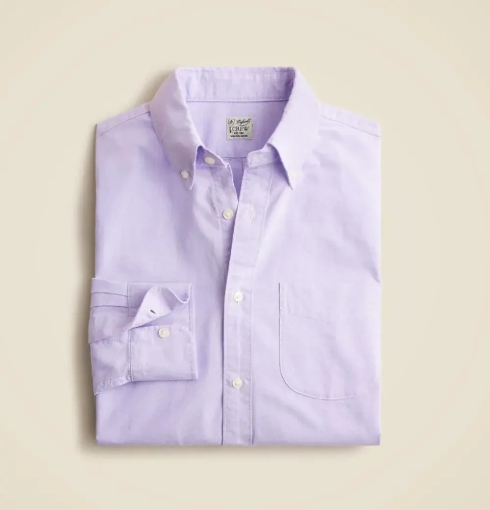 J.Crew Broken-In Organic Cotton Oxford Shirt Mens M Purple Long Sleeve Button Up